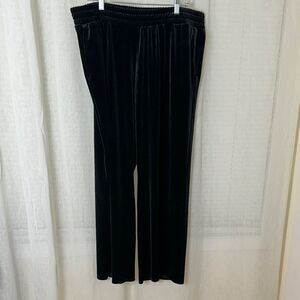 J.Jill 2X Black Wearever Collection Velour Wide Leg Pull-on Pants with Pockets